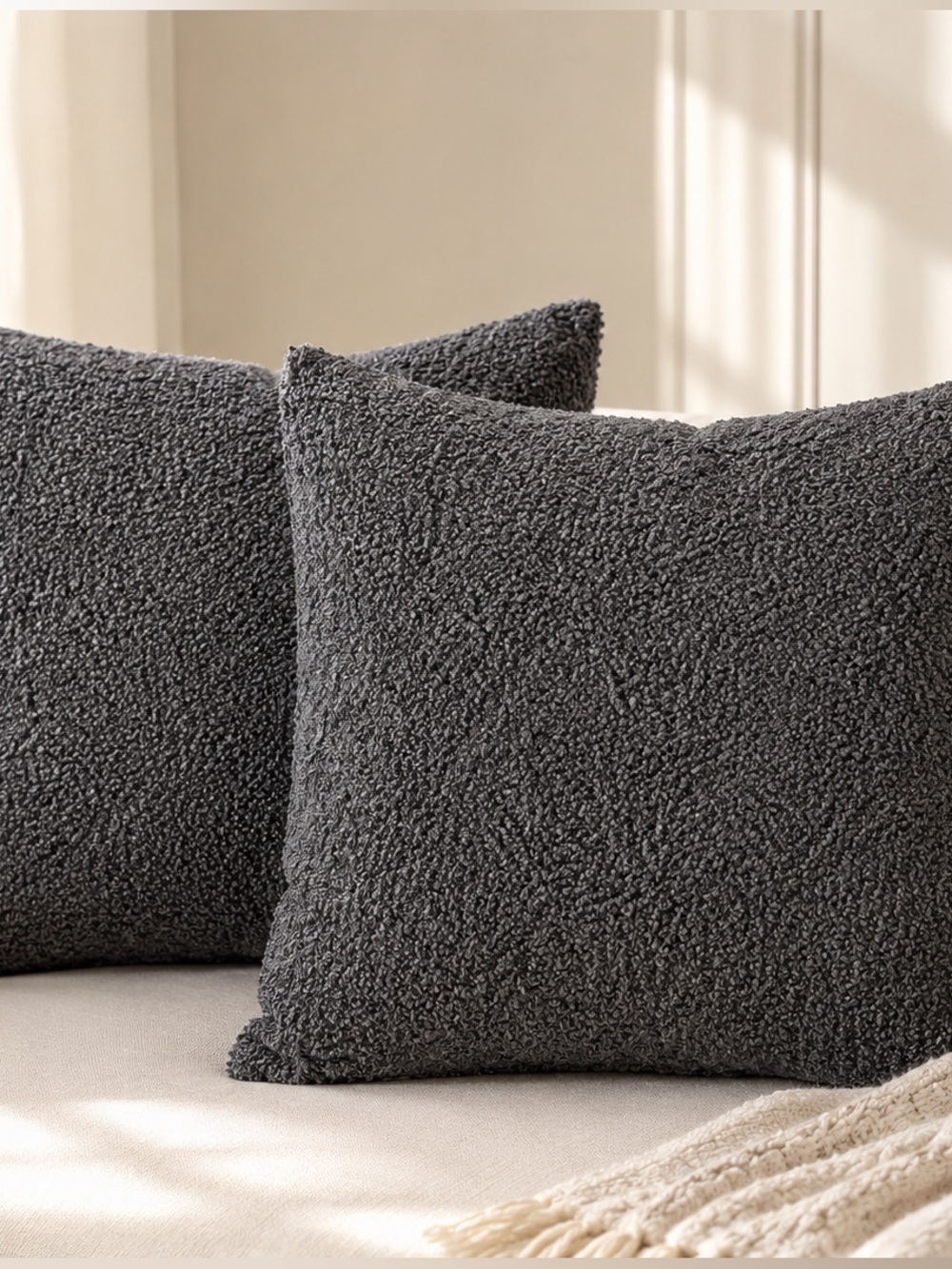 Threshold by Target Gray Bouclé Pillow Covers Set of 2 24x24 Textured